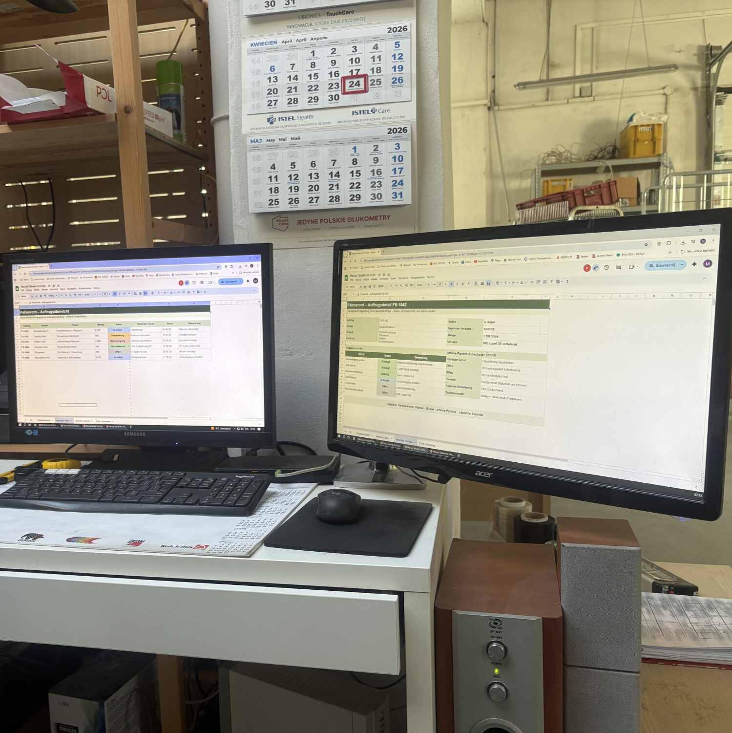 Digital order overview for transparent processes Digital order overview with status, work steps and next steps for transparent kitting